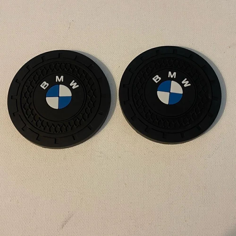 BMW logo Car Cup Holder Coasters set of 2 NWT